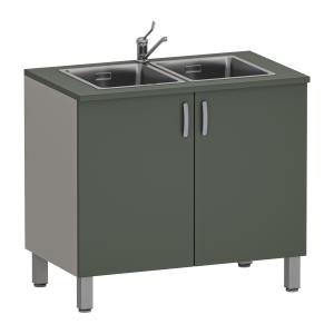Фото - Тумба медицинская двухстворчатая с двойной мойкой, М-ТМ/2-100 (УЛДСП)