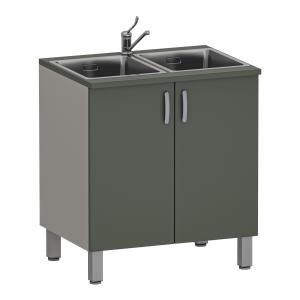 Фото - Тумба медицинская двухстворчатая с двойной мойкой, М-ТМ/2-80 (УЛДСП)