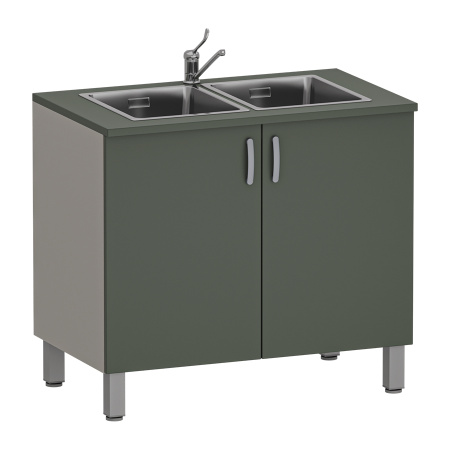 Фото - Тумба медицинская двухстворчатая с двойной мойкой, М-ТМ/2-100 (УЛДСП)