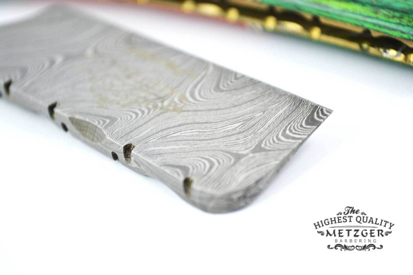 Фото - Опасная бритва DR-14351 (Orange/Green wood, Damascus steel)