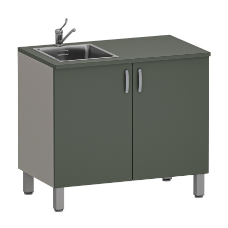 Фото - Тумба медицинская двухстворчатая с одной мойкой М-ТМ-100 (УЛДСП)