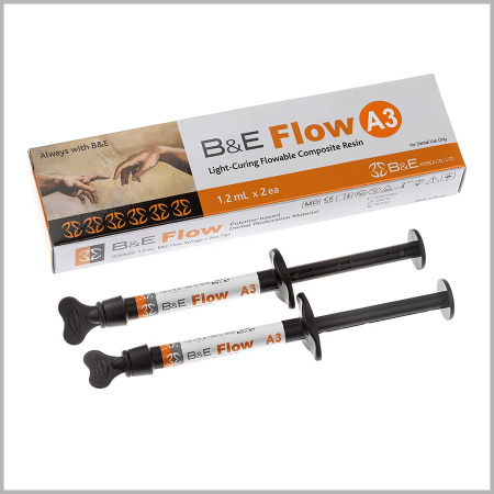 Фото - B&E Flow цвет A3 шприц 2гр.х2шт. Текучий светоотверждаемый композит, B&E Korea
