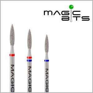 Фото - Алмазная фреза пламя острое Magic bits для поднятия кутикулы и прочистки птеригия