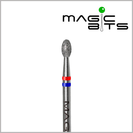 Алмазная фреза олива Magic bits для работы с большинством типов кожи (Алмазная фреза олива, 2,9 мм, средне-мягкая (НАОл СМ29))