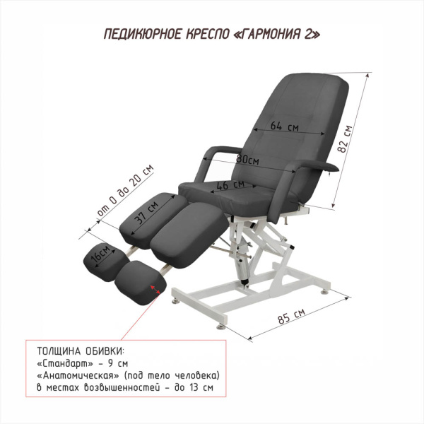 Педикюрное кресло Риваль Урал ГАРМОНИЯ 2 (гидравлика) (Педикюрное кресло Риваль Урал ГАРМОНИЯ 2 (гидравлика, обивка стандарт, цвет серый))