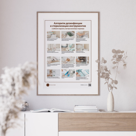 Фото - Алгоритм дезинфекции и стерилизации инструментов (плакат А1)