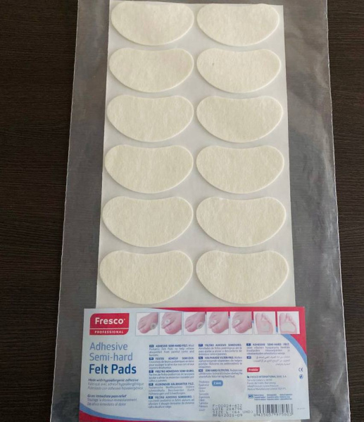 Фото - Пластырь-разгрузка мозольный полутвердый в форме почки Fresco Fleecy Web Pad Semi-Hard - L, 50% шерсть