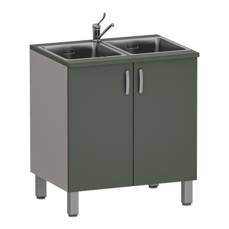 Фото - Тумба медицинская двухстворчатая с двойной мойкой, М-ТМ/2-80 (УЛДСП)