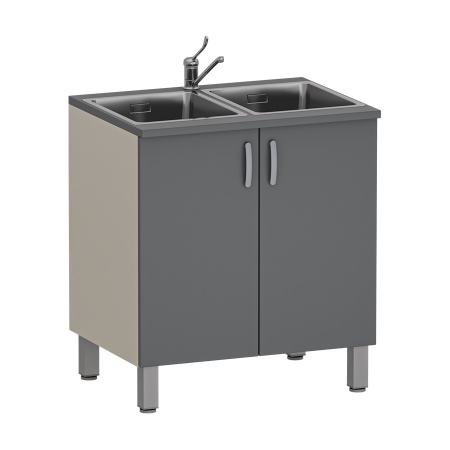 Фото - Тумба медицинская двухстворчатая с двойной мойкой, М-ТМ/2-80 (УДСП)