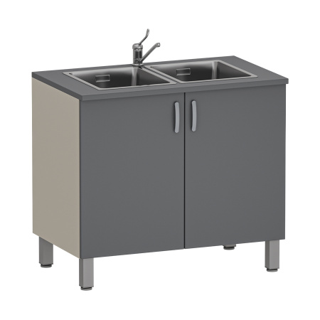 Фото - Тумба медицинская двухстворчатая с двойной мойкой, М-ТМ/2-100 (УДСП)