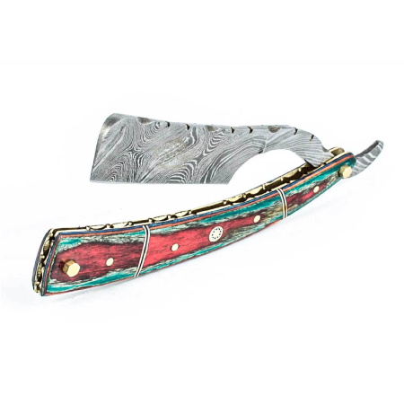 Фото - Опасная бритва DR-14351 (Orange/Green wood, Damascus steel)